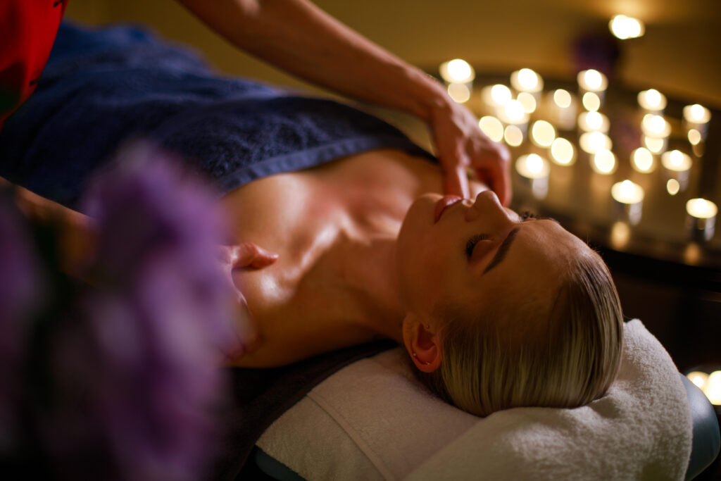 blond woman having a massage